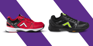The best pickleball shoes in 2023 including the red and black court shoes from Tyrol