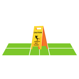 A wet court sign on a pickleball court 